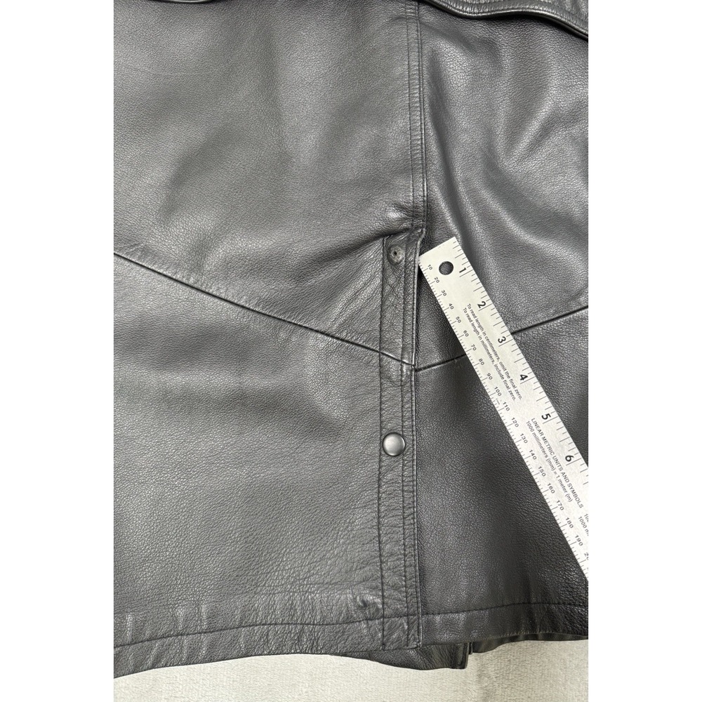 Vintage Wilsons Black Leather Jacket Mens Large L Field Overcoat 90s Y2K Read - Picture 6 of 11